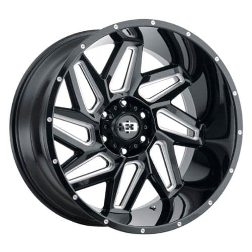 Vision 361 Spyder 22x14 6x139.7 -76 ET 106.2 CB Gloss Black Milled Spokes (361-22483GBMS-76)