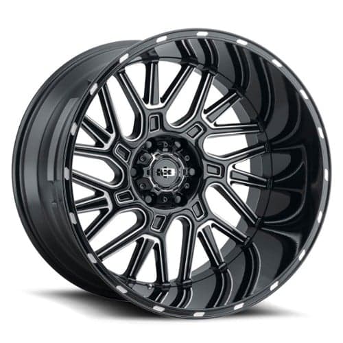 Vision 404 Brawl 22x14 6x139.7 -76 ET 106.2 CB Gloss Black Milled Spoke (404-22483GBMS-76)