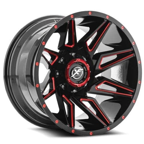 XF Off-Road XF-218 22x12 5x127/5x139.7 -44 ET 78.1 CB Gloss Black Red Milled (XF21822125127139744GBMLR)