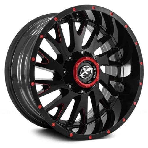 XF Off-Road XF-221 22x12 5x139.7/5x150 -44 ET 110.3 CB Gloss Black Red Milled (XF22122125139715044GBMLR)