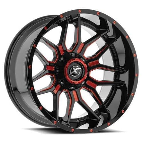 XF Off-Road XF-222 26x14 5x127/5x139.7 -76 ET 78.1 CB Gloss Black Red Milled (XF22226145127139776GBMLR)