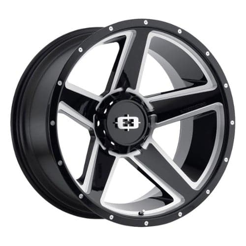 Vision 390 Empire 22x11.5 8x180 -44 ET 124.2 CB Gloss Black Milled Spoke (390-22187GBMS-44)